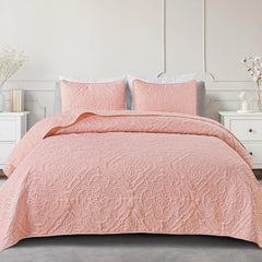 Quilt Set Full Queen Size, Lightweight Vintage Quilts with 2 Pillow Shams, Soft 07FC0E-D4 - KOEEK
