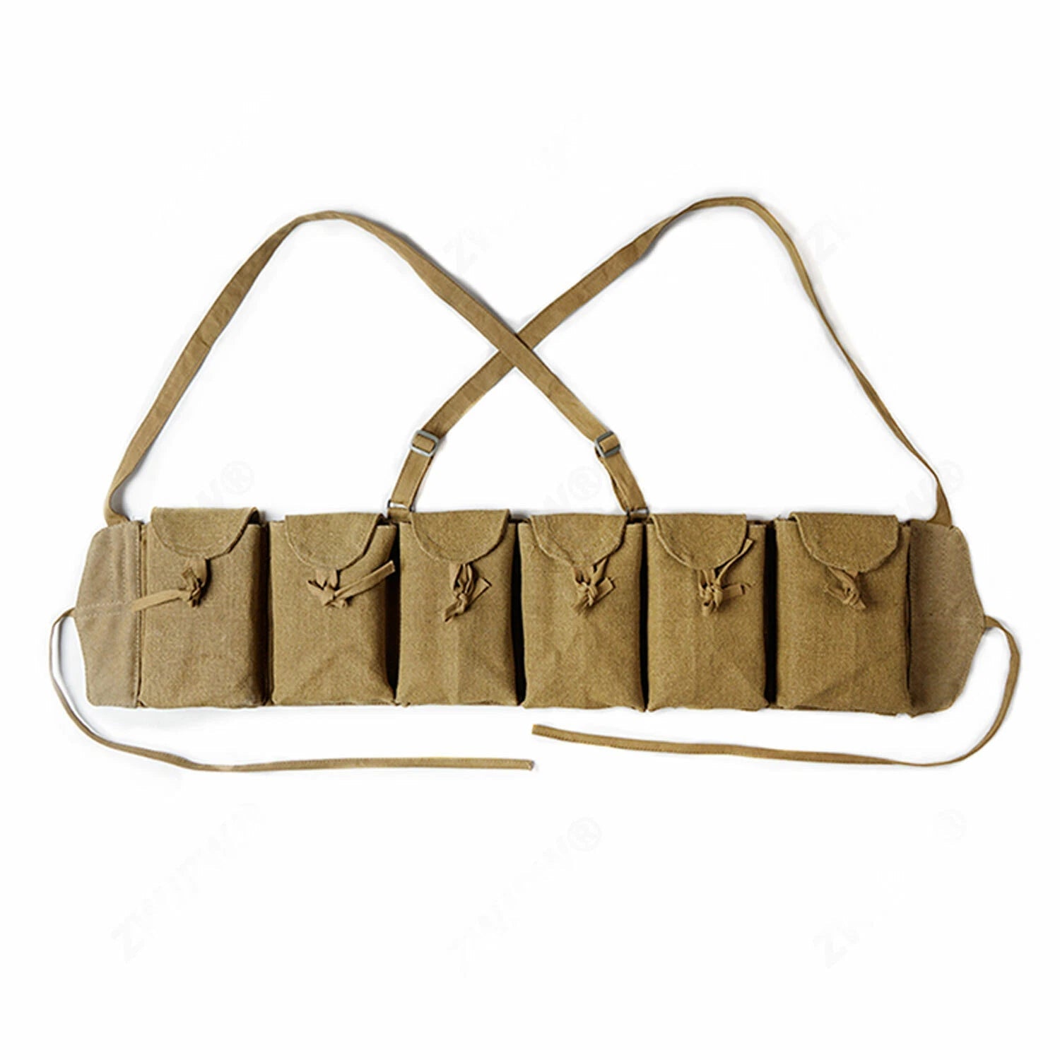 WWII Chinese Army ZB26 Combat Field Magazine Pouch 6 Cells Chest Rig Bag Canvas 07FC0E-D4 - KOEEK