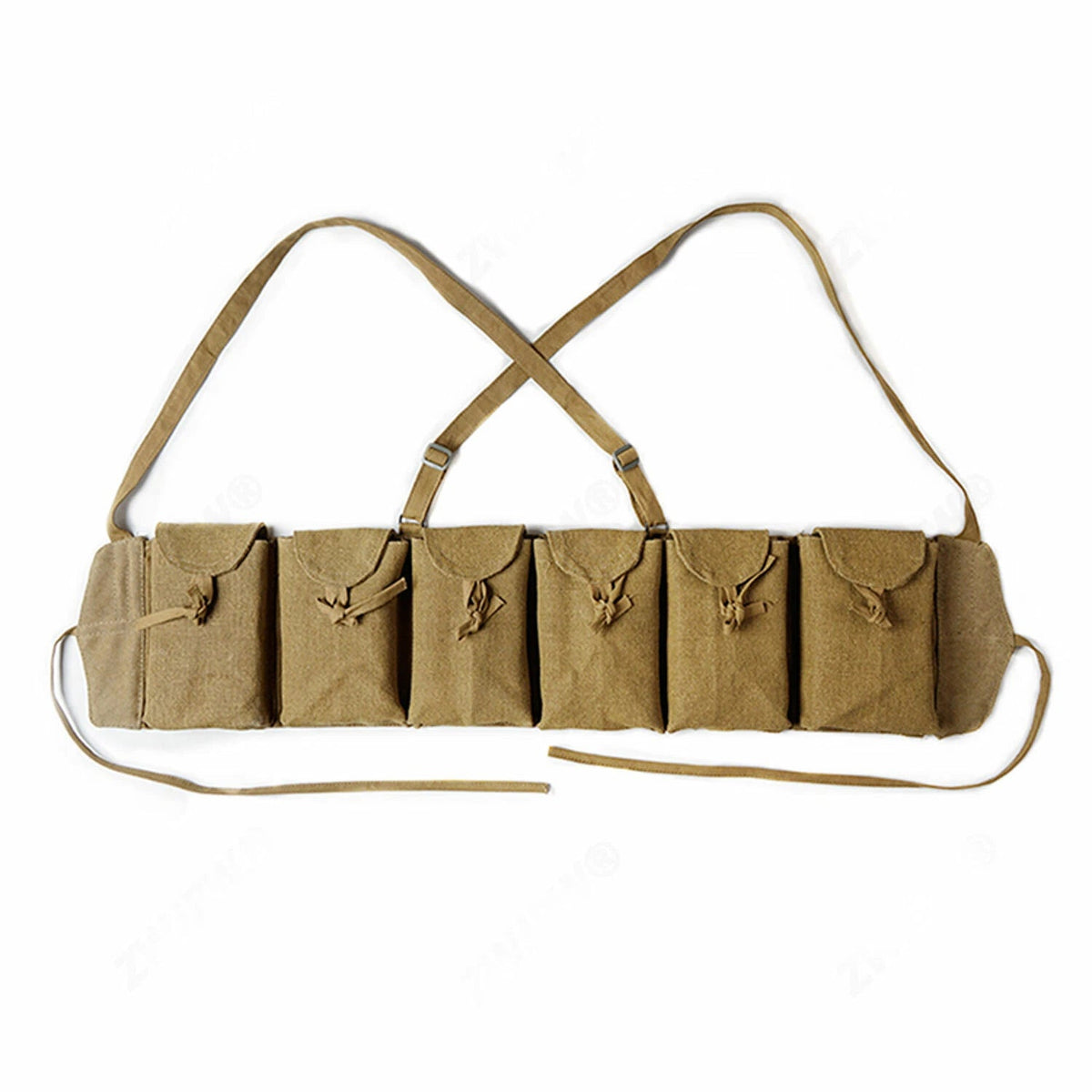 WWII Chinese Army ZB26 Combat Field Magazine Pouch 6 Cells Chest Rig Bag Canvas 07FC0E-D4 - KOEEK