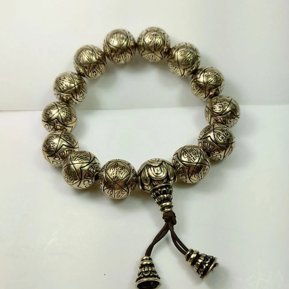 Brass Vintage Men’s Bead Bracelet Art Handcrafted Jewelry 07FC0E-D4 - KOEEK