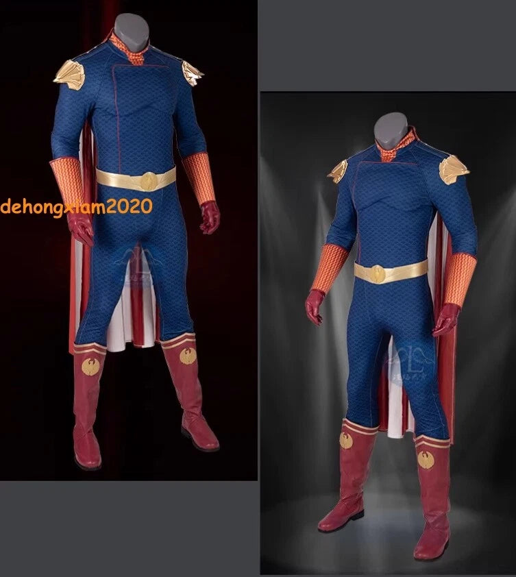 The Boys Homelander Mens Cosplay Costume Dress Outfit Bodysuit Cloak Halloween 07FC0E-D4 - KOEEK