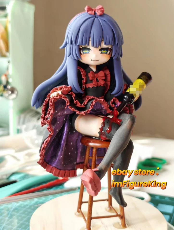 16cm Black Souls 2 Mabel sitting posture Handmade Clay Model w/Dust Cover 07FC0E-D4 - KOEEK