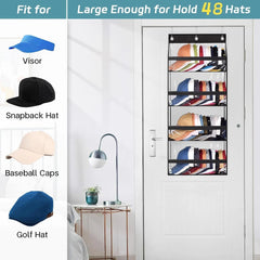 Clear Over the Door Hat Racks for Baseball Caps,Hold 48 Caps Hat Storage 07FC0E-D4 - KOEEK