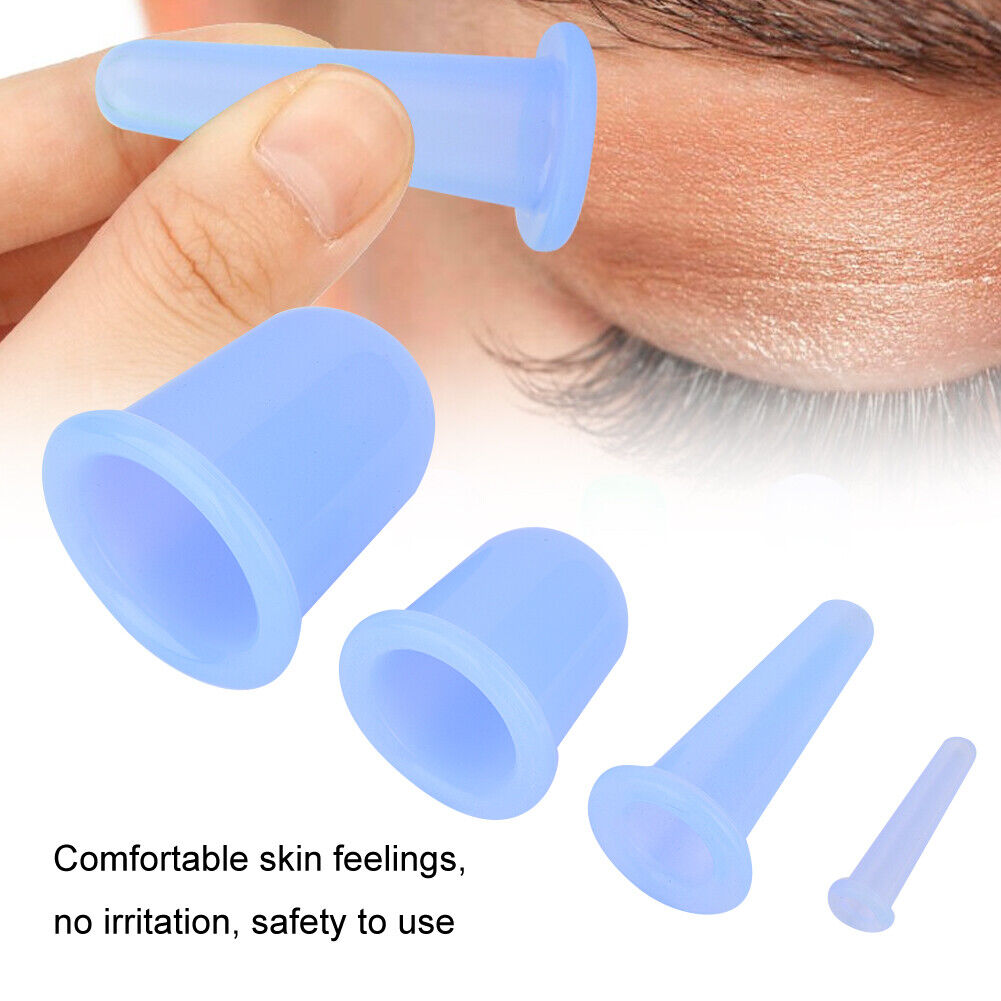 new 4pcs Vaccum Massager Cupping Cup Lifting Firming Therapy Treatment (Blue) HGF koeek - KOEEK