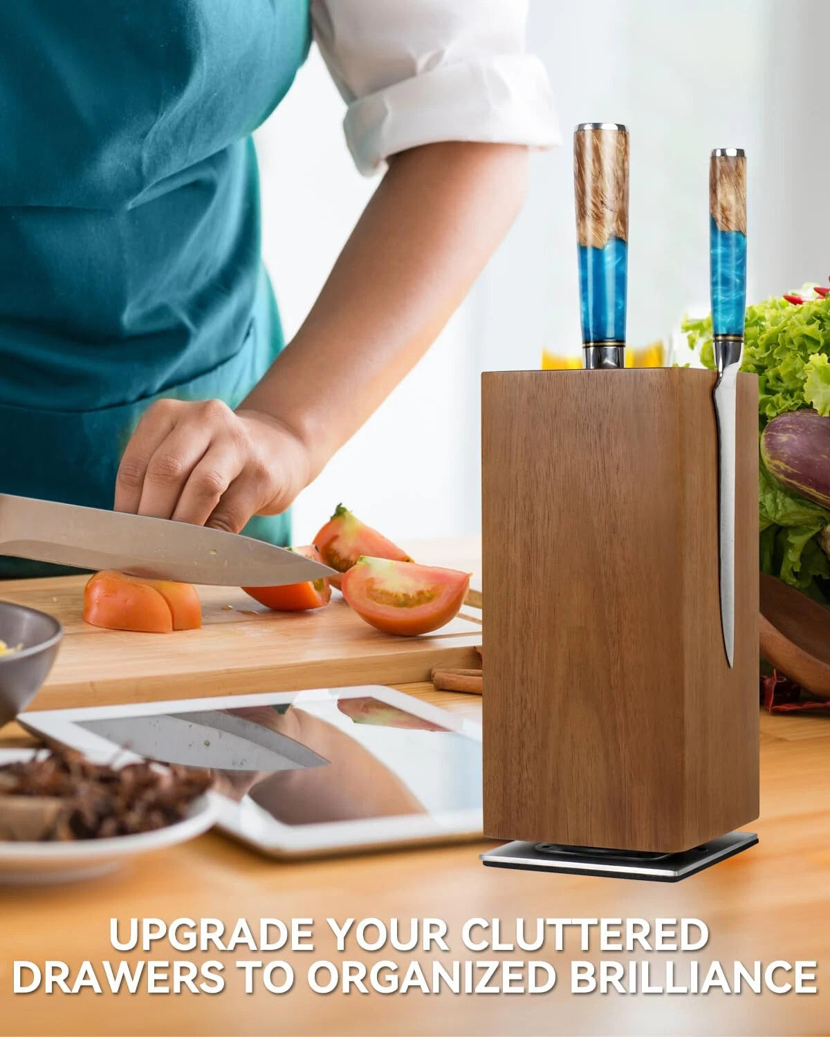 Magnetic Knife Holder 360° Rotating Wooden Universal Knife Holder 07FC0E-D4 - KOEEK
