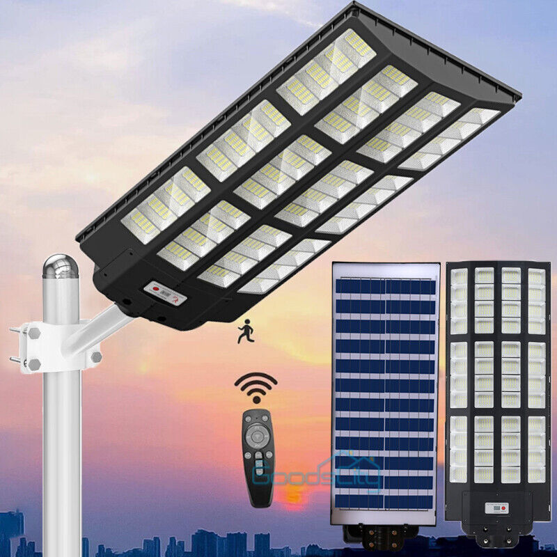 ny 1500W Solar Lights Bevegelsessensor Utendørs Vanntett Garden Yard Wall Street Lamp