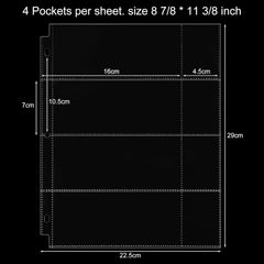 new Chengu 24 Pcs 4 Pocket Currency Sleeves for 3 Ring Binder Clear CHENGU - KOEEK