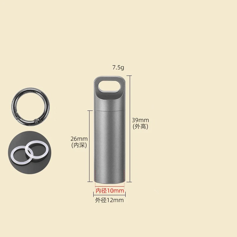Titanium Pill Case Portable Keychain Waterproof Pill Holder Container Organizer 07FC0E-D4 - KOEEK