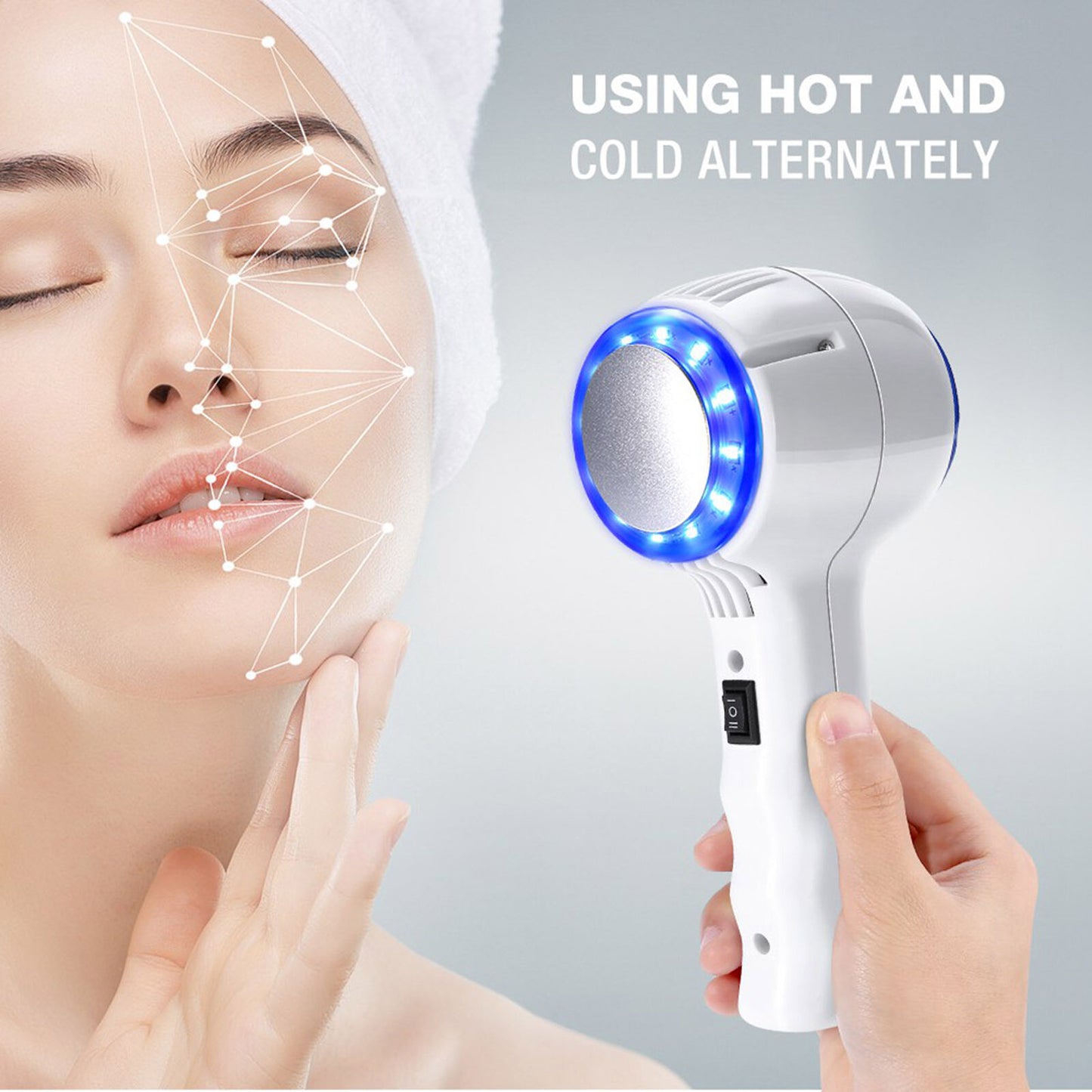 ny Beauty Device - Varm og kald LED Hammer Kosmetisk ansiktsmaskin Ansiktshudløftning