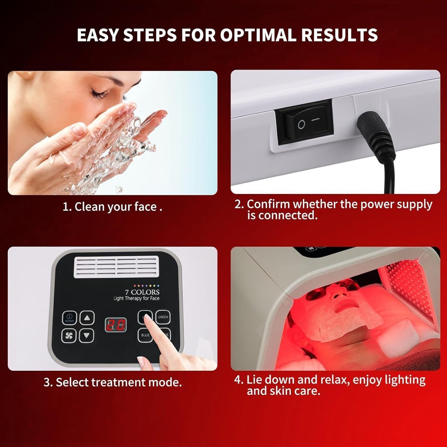 ny Red Light Therapy Face LED Face Mask Lys Therapy Mask for Facial Skin Care US