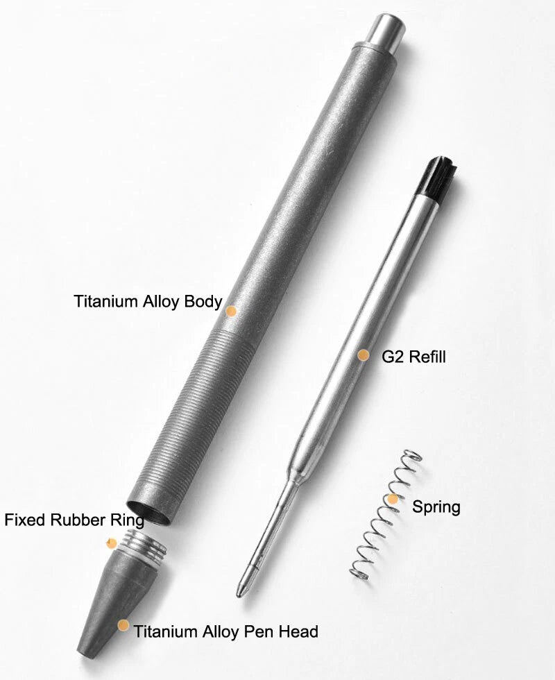 Titanium Alloy Pocket Ball Pen Signature Tactical EDC Pen G2 Refill 07FC0E-D4 - KOEEK