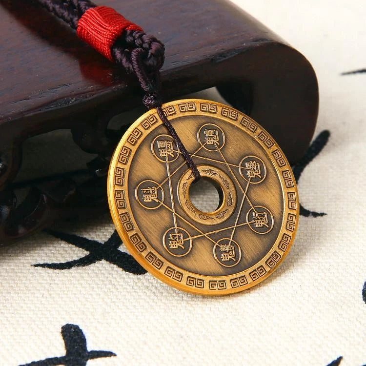 Copper Taoist Beidou Seven Star Pendant Necklace Amulet Charm Unisex 07FC0E-D4 - KOEEK