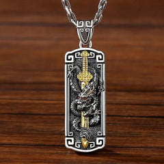 Vintage Dragon Pendant Necklace Men's Taoist Chinese Style  Charm 07FC0E-D4 - KOEEK