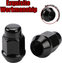 new 20PCS 1.4 inch 12x1.5 Closed End Bulge Acorn Black Lug Nuts - inch, 07FC0E-D4 - KOEEK