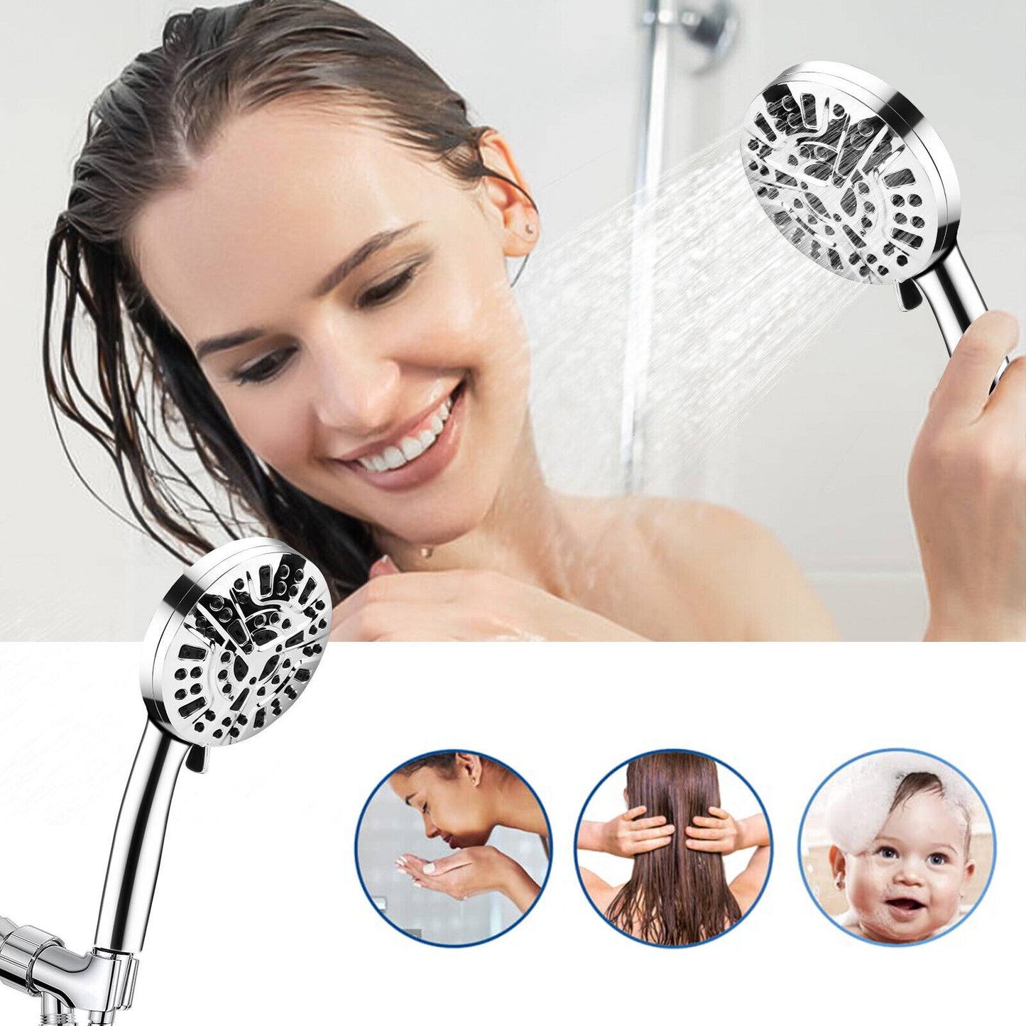 10-Mode High-Pressure Spray Booster Handheld Shower Head Antimicrobial Sprinkler