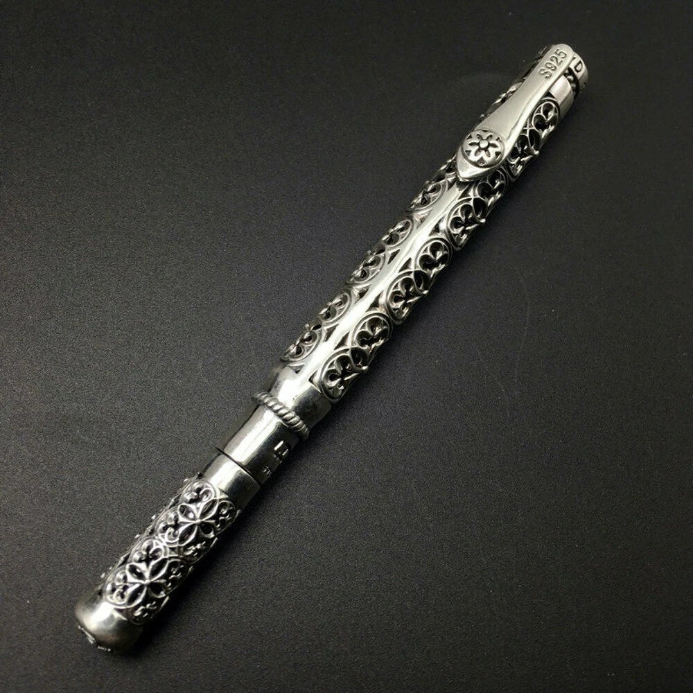 S925 Silver High Quality Ballpoint Pen EDC Tactical Signature Pen Gift 07FC0E-D4 - KOEEK