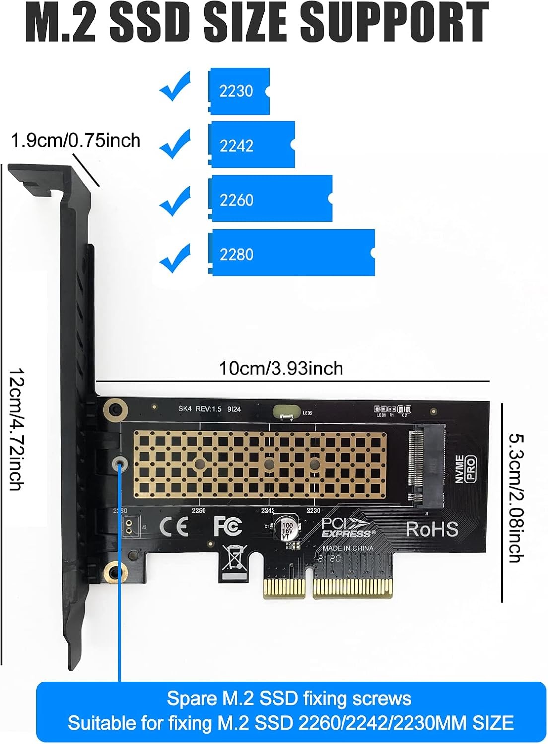 new M.2 NVME SSD to PCIe 3.0/4.0 x4 Adapter with Aluminum Heatsink Solution...