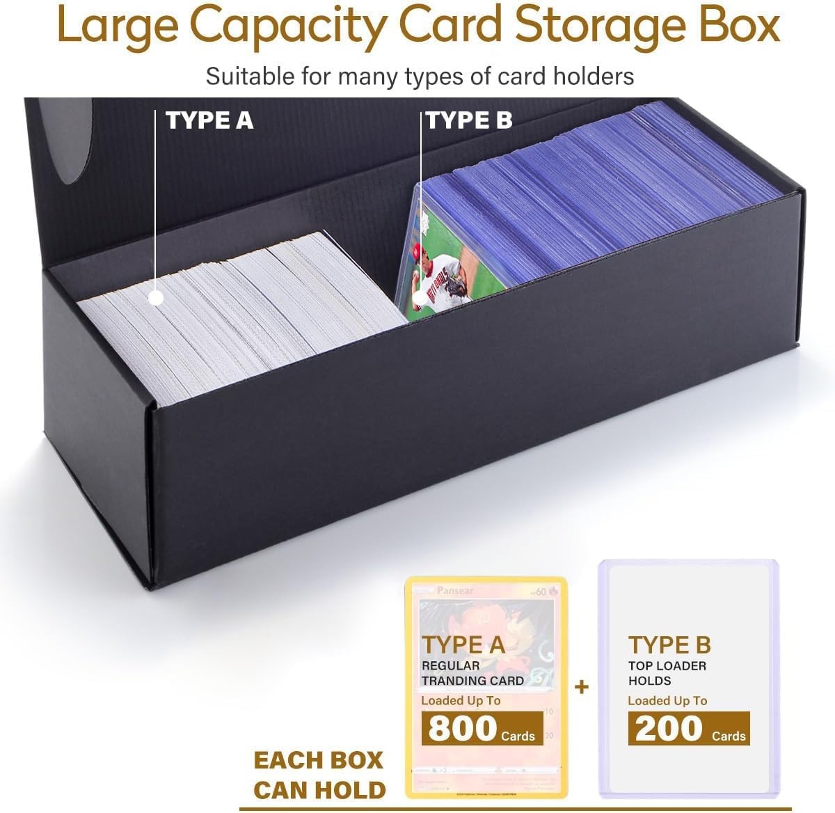 new Silph PLC Trading Card Storage Box-[8 Pack], Baseball Hobby Black-8 Pack