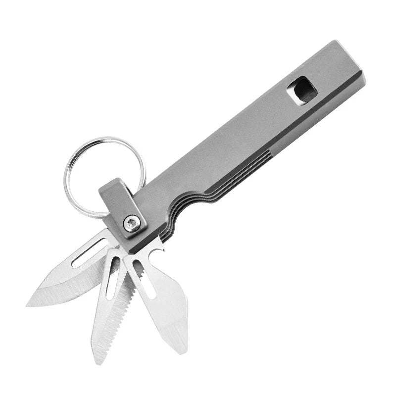 5-in-1 Pocket Safety Whistle Multi Purpose tool Outdoor Camping Folding Blade 07FC0E-D4 - KOEEK
