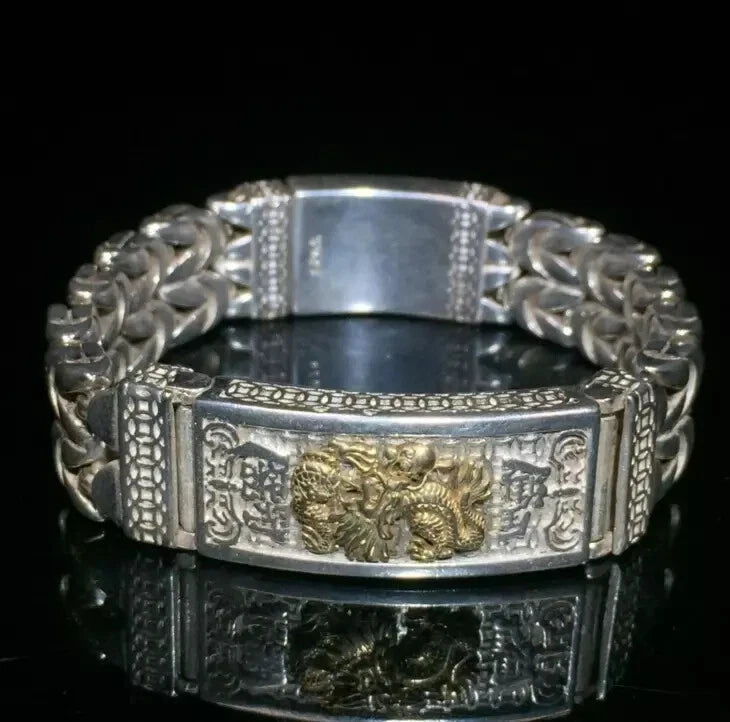 Men's 925 Silver - plating Bracelet. Length 8.6 inches Gift 07FC0E-D4 - KOEEK
