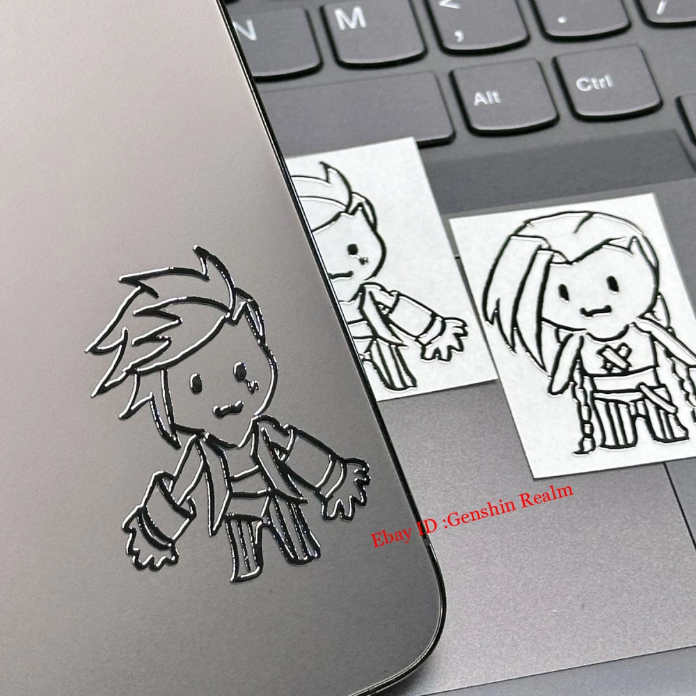 2Pcs Anime Arcane：League of Legends Jinx Waterproof Metal Stickers Decor Gift 07FC0E-D4 - KOEEK