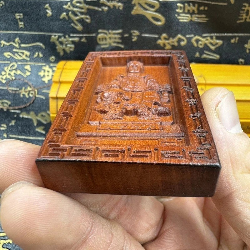 Jujube Wood Taoist Guangze Zunwang Pendant Tag Carving Amulet Charm 07FC0E-D4 - KOEEK