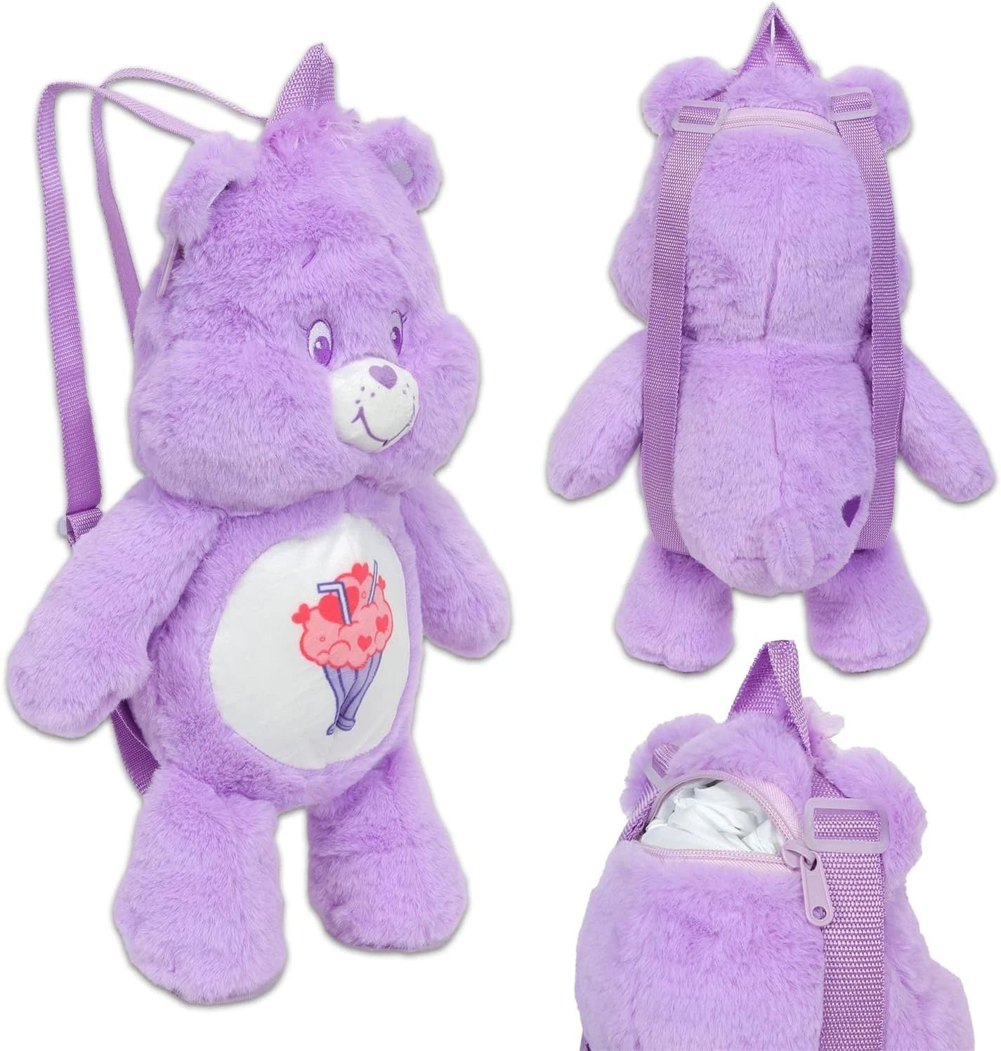 Care Bears Share Bear 17” Plush Backpack Purple Soft Plush Backpack Bag CARE_BEARS - KOEEK
