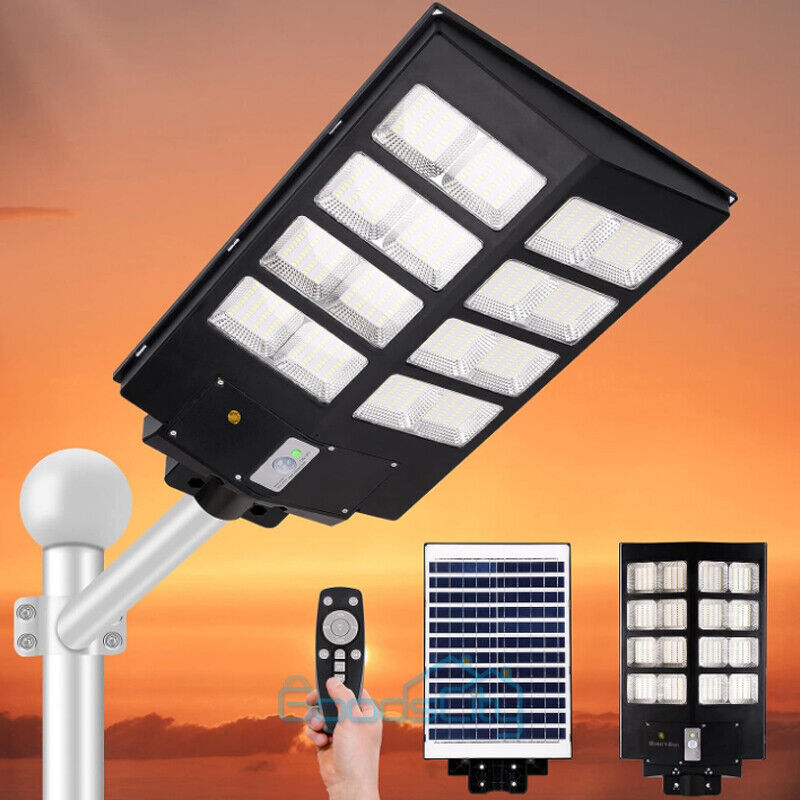 nye Solar Street Lights Commercial 6500K for Basketball Court Road Playground 2 PACK