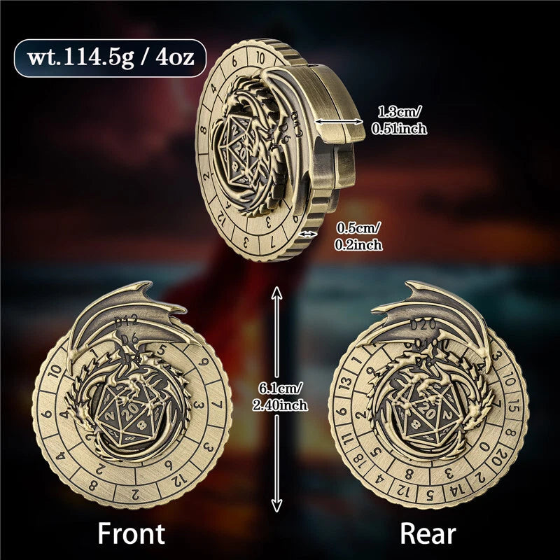 Spinner Dice 7-in-1 Metal DND Dice Set Unique Dragon Rotate D&D Dice RPG Gifts 07FC0E-D4 - KOEEK