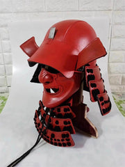 1:1 Wearable Japanese Armor Samurai Warrior Helmet Cosplay Red Full Face Masks 07FC0E-D4 - KOEEK
