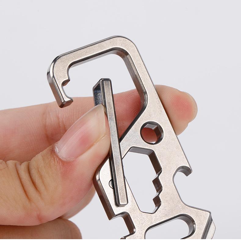 Titanium Keychain Carabiner Clip Bottle Opener Screwdriver Wrench EDC Multi Tool 07FC0E-D4 - KOEEK
