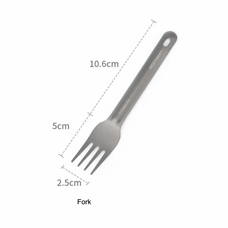 Titanium 3 Fork Spoon Sets Outdoor Camping Tableware Portable Salad SpoonEDCTool 07FC0E-D4 - KOEEK