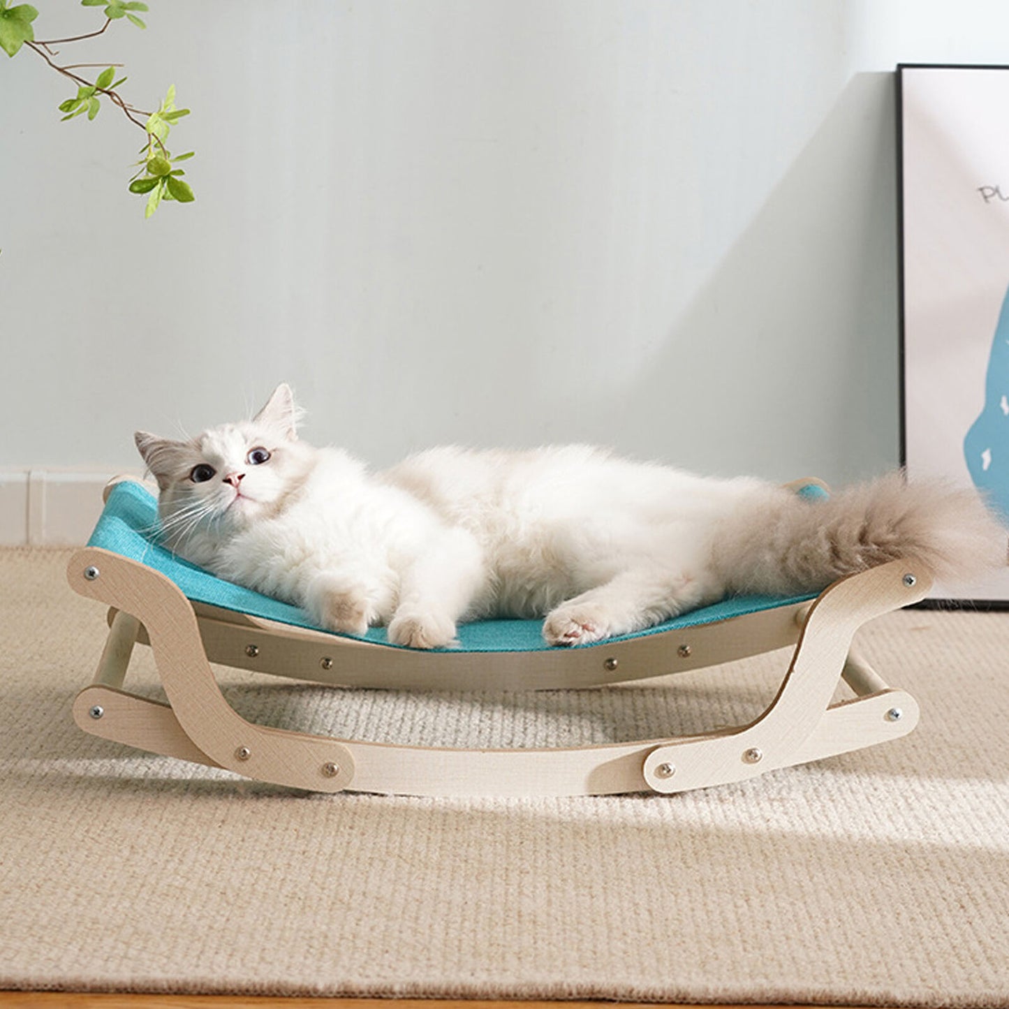 new Elevated Cat Hammock Bed Breathable Washable Safe Natural Swing Relaxing Pet Bed koeek - KOEEK