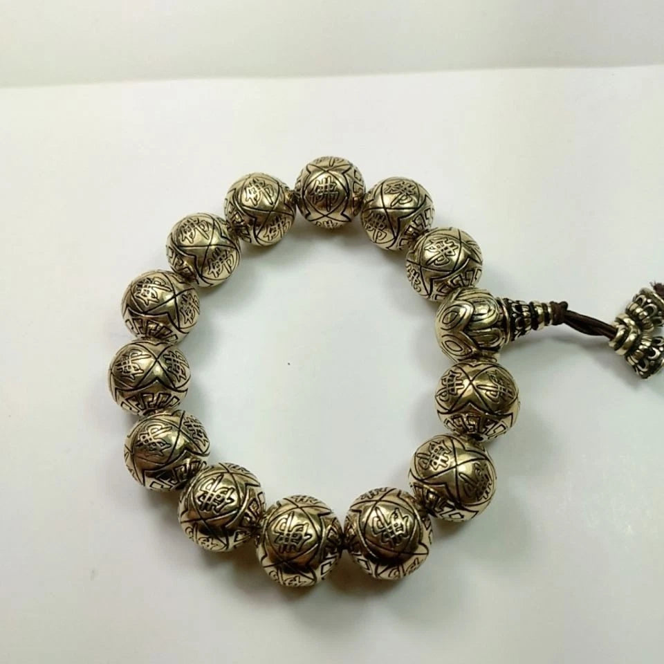 Brass Vintage Men’s Bead Bracelet Art Handcrafted Jewelry 07FC0E-D4 - KOEEK