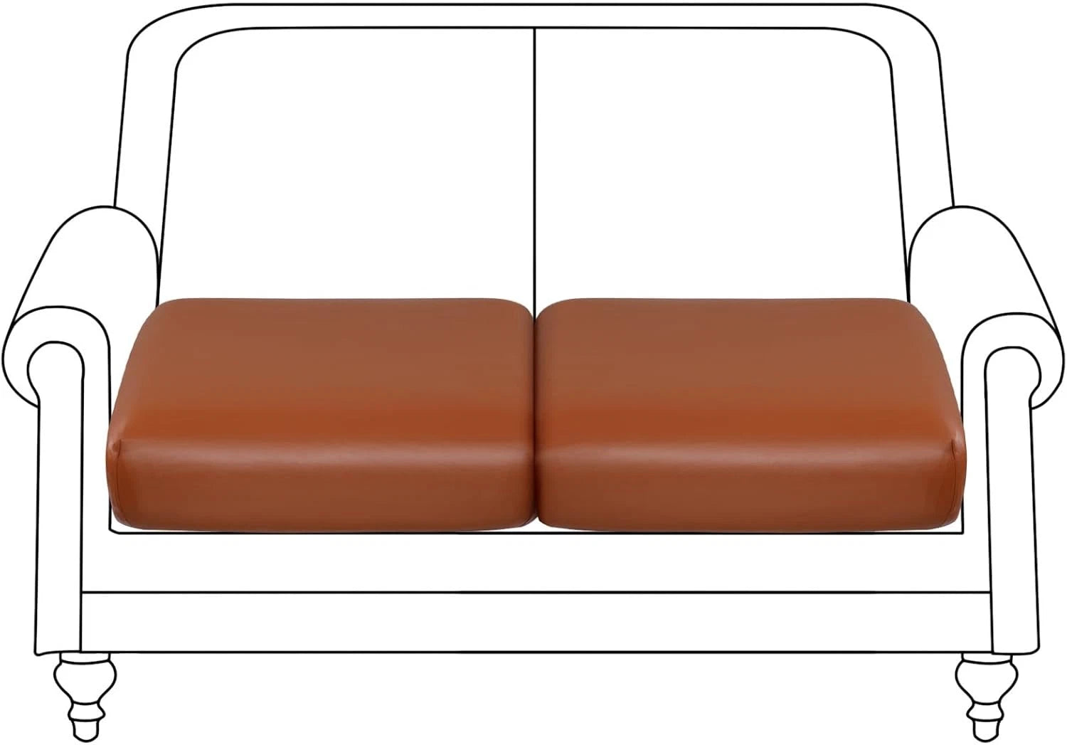 PU Leather Couch Cushion Cover, Waterproof Stretch Sofa Cushion Slipcovers 07FC0E-D4 - KOEEK