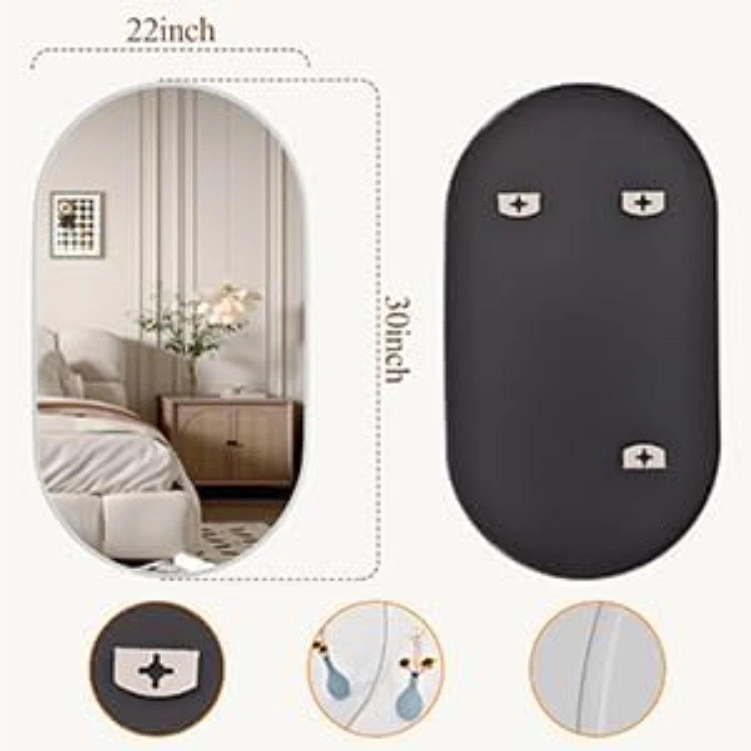 Oval Mirrors,Oval Bathroom Mirrors,20x28 Gold Mirror for Wall,Wall Mirror 07FC0E-D4 - KOEEK