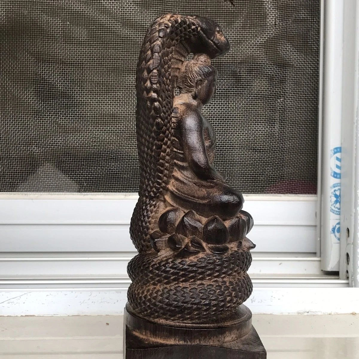 Vietnamese Agarwood Carved Buddha Vairocana Figurine Wooden Sculpture Home Decor 07FC0E-D4 - KOEEK
