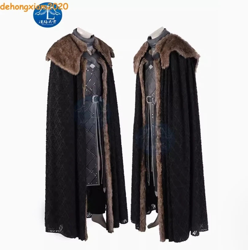Game of Thrones Season 8 Jon Costume Cosplay Snow Suit Cloak Outfit 07FC0E-D4 - KOEEK