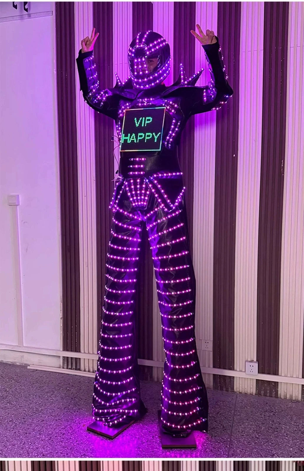 Nightclub Bar Colorful Changing Stilt Costume Controlled LED Luminous Suit Gift 07FC0E-D4 - KOEEK