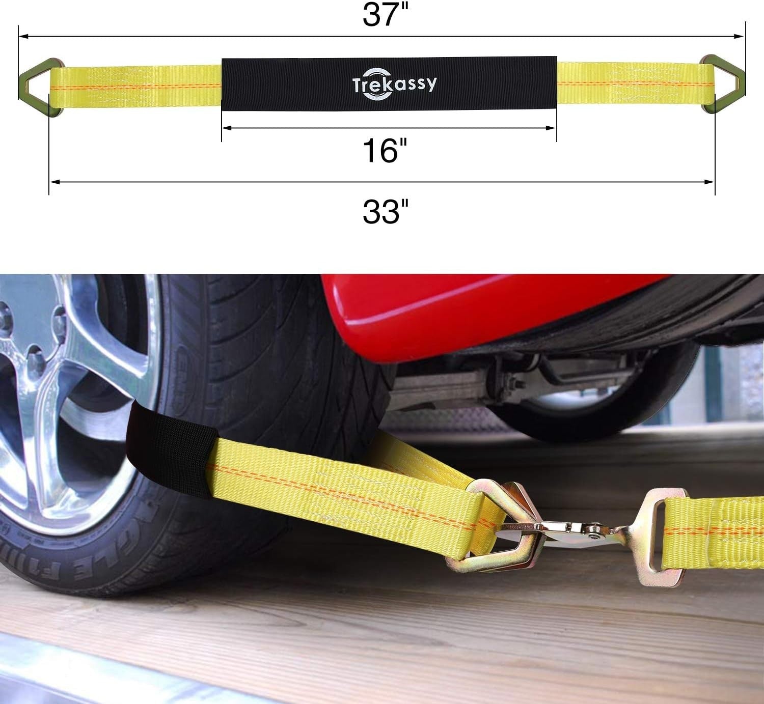 new Trekassy Tow Dolly Straps for Car with Flat Fits 14"-17" Tires, Yellow TREKASSY - KOEEK