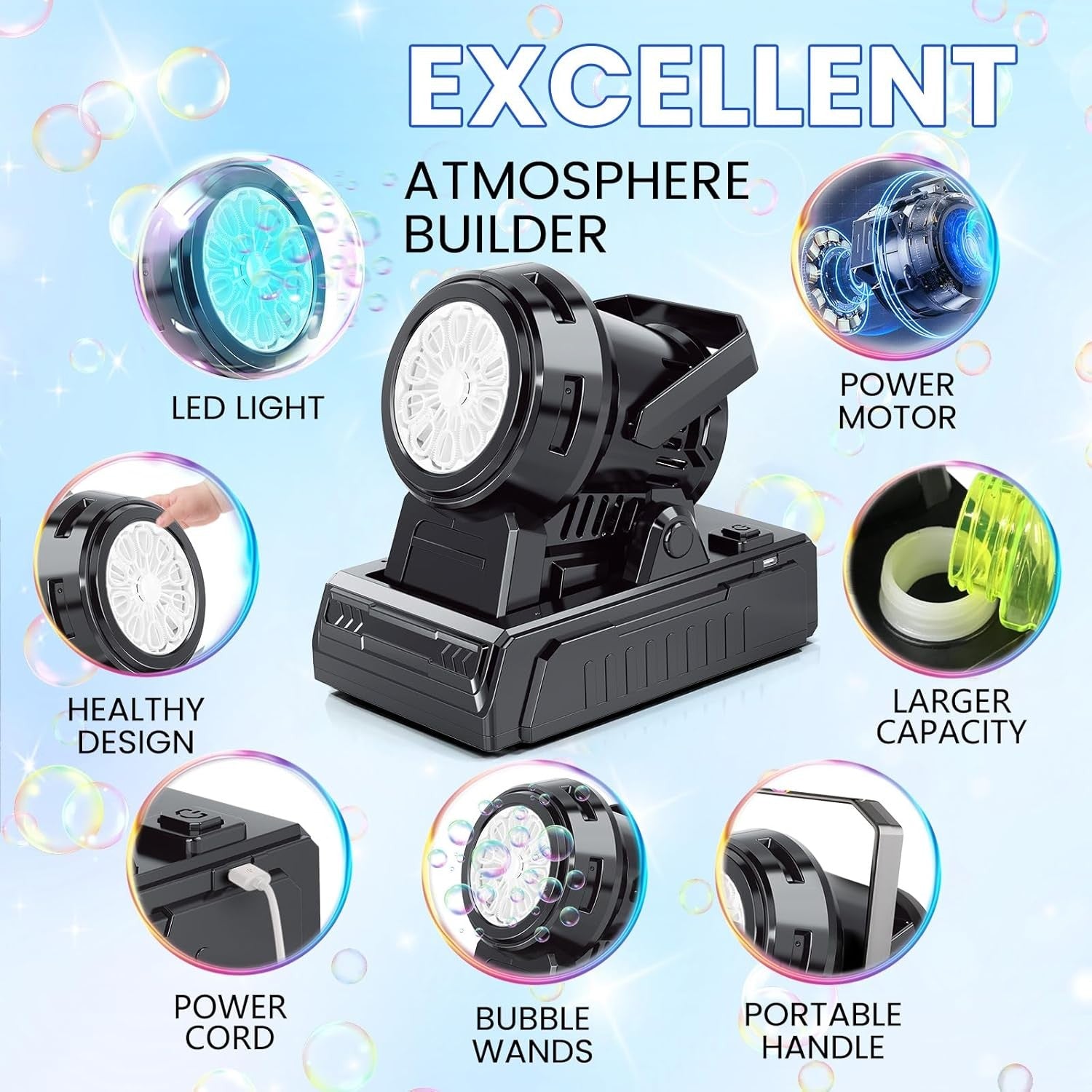 new Bubble Machine – 10-Hole Automatic Blower, 20000+ Bubbles Per Minute,... 07FC0E-D4 - KOEEK