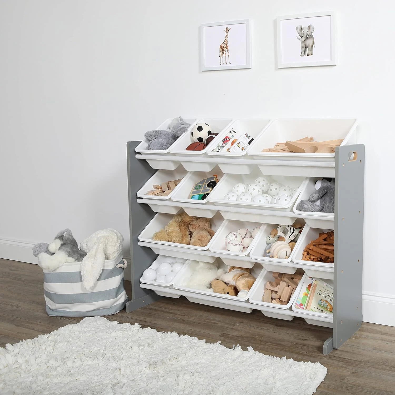 Extra Large Wooden Toy Organizer, Extra Large, Gray/White 07FC0E-D4 - KOEEK