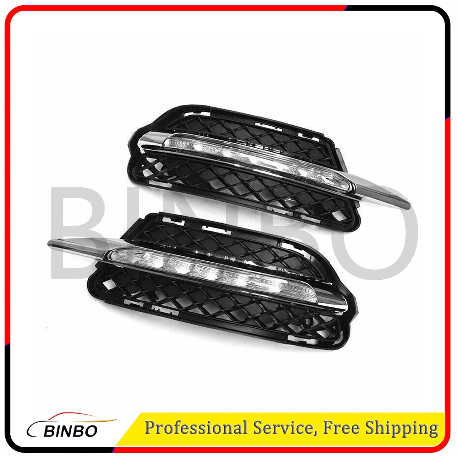 Pair of Front Bumper Grille w/ DRL LED Fog Light Lamp Kit for Benz W221 2010-12 07FC0E-D4 - KOEEK