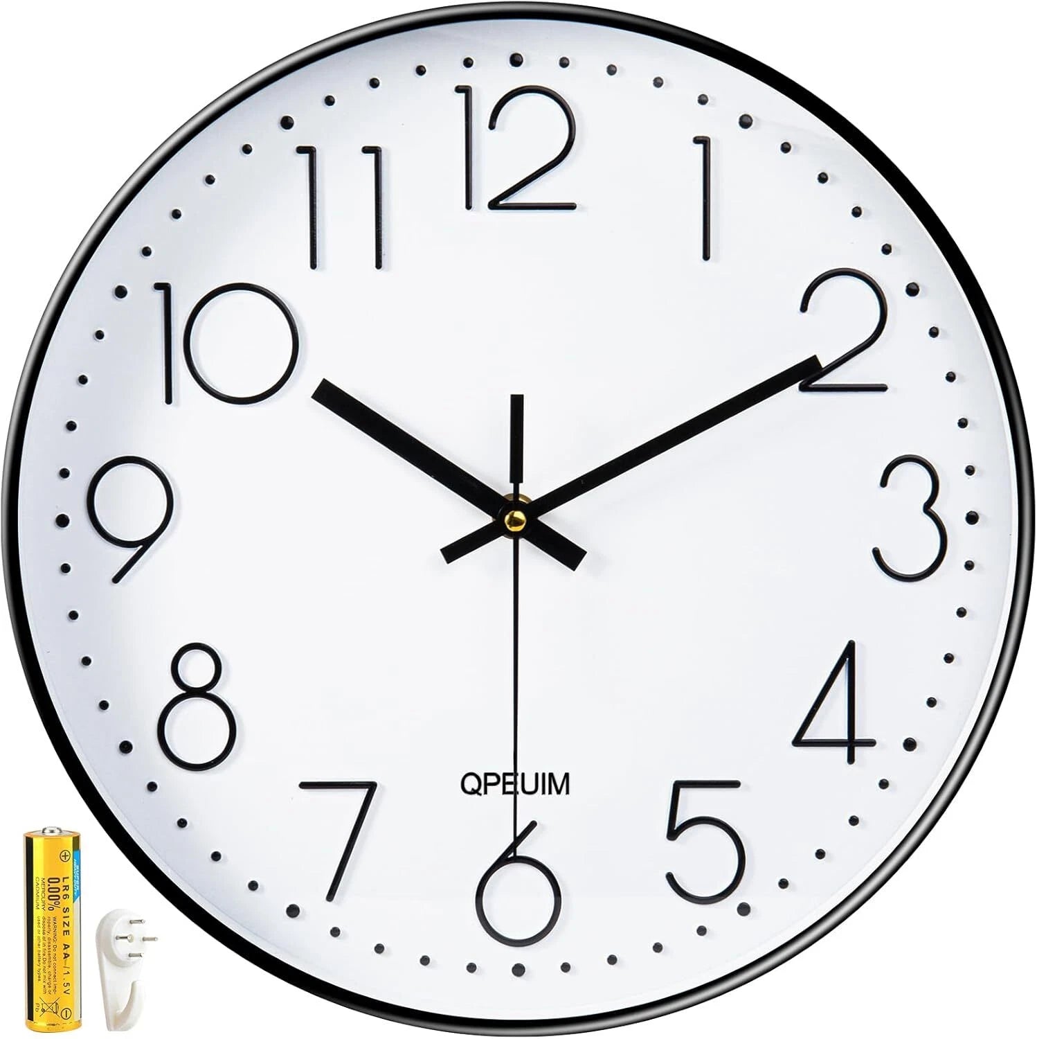 Wall Clock 12 Inch Wall Clocks Non-Ticking Battery Operated with Stereoscopic 07FC0E-D4 - KOEEK