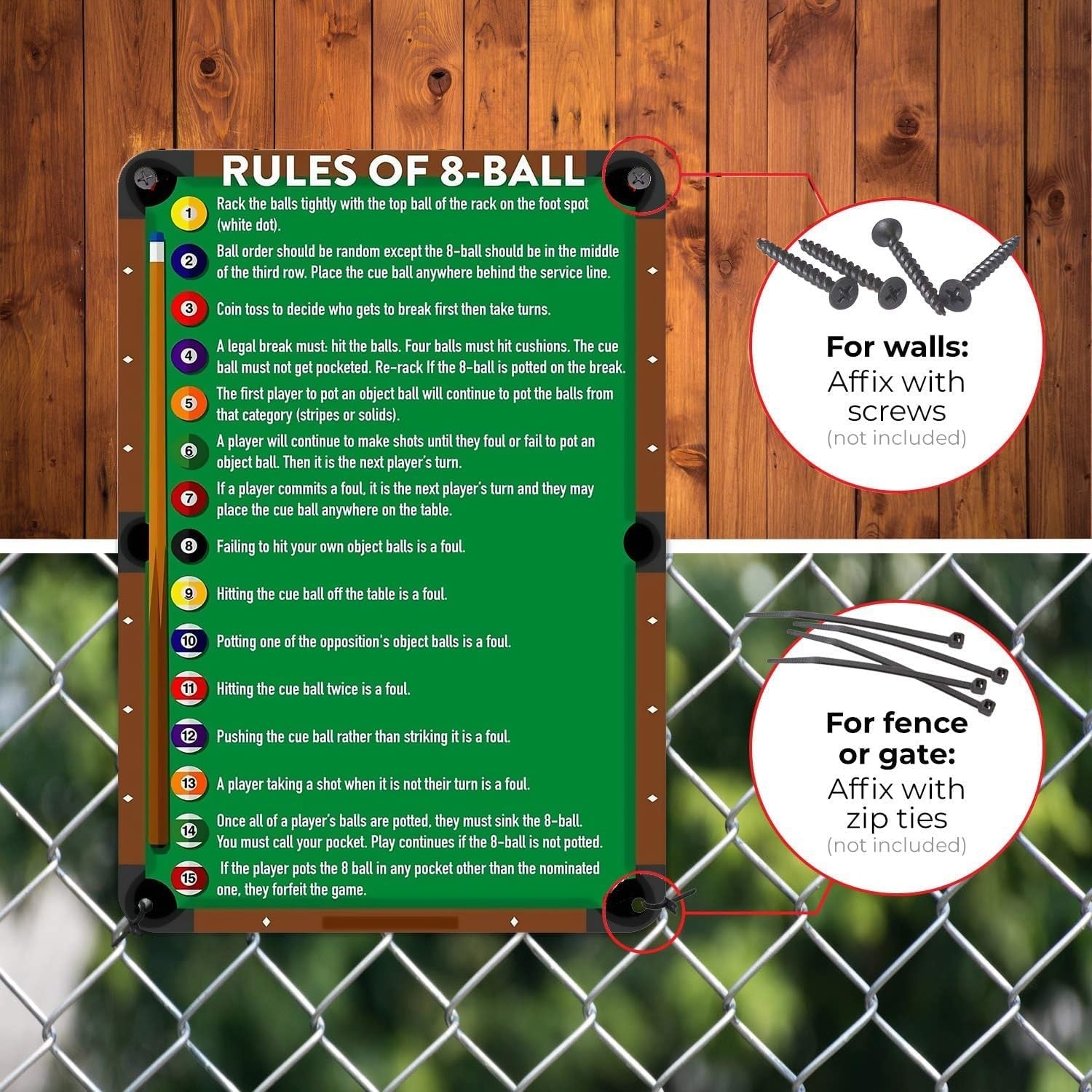 new HYBLOM Classic Game Room Wall Art Tin Poster for Billiards Lovers - Vintage...