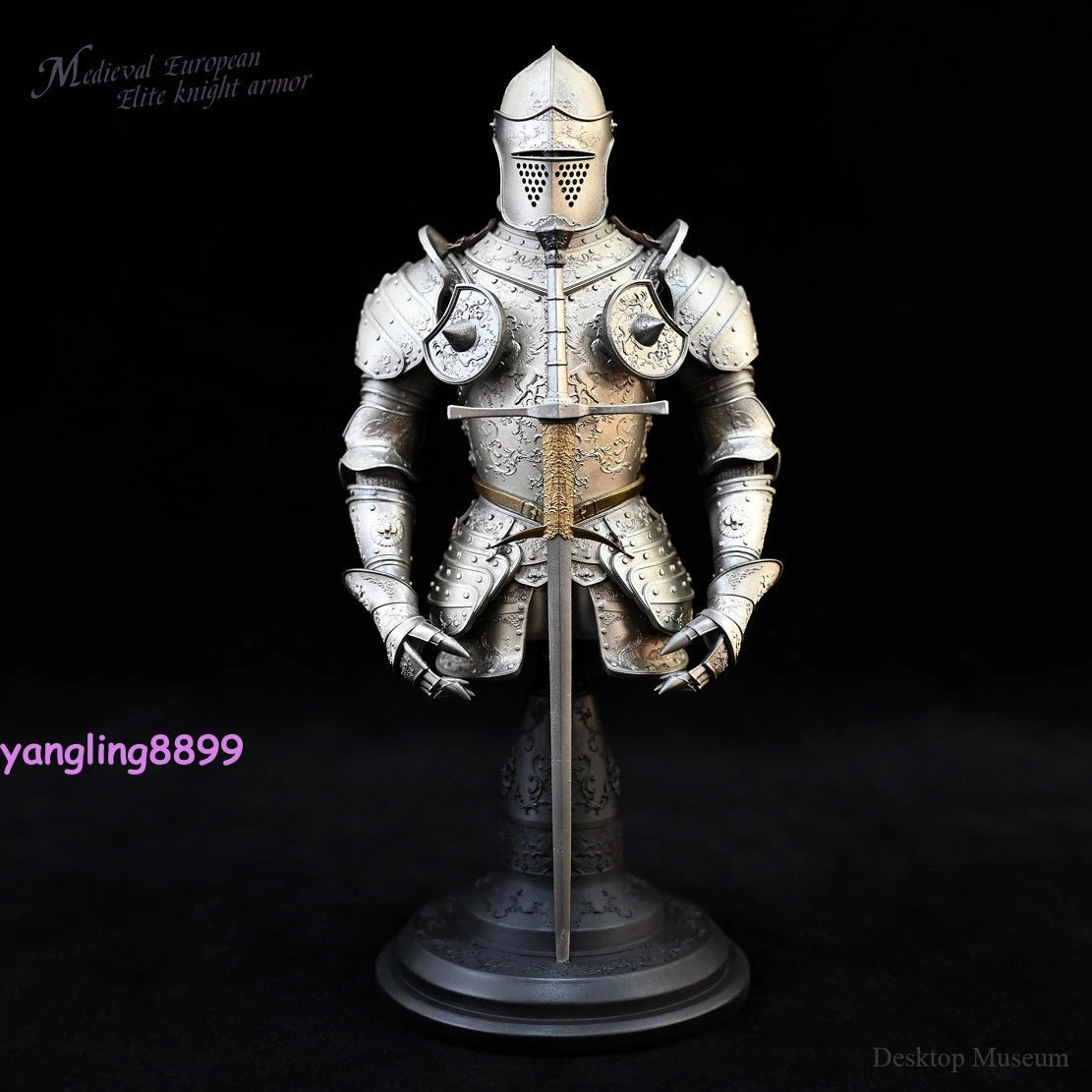 19cm European Medieval Knight Armor Resin Model Desk Decor Resin Figure Toy Gift 07FC0E-D4 - KOEEK
