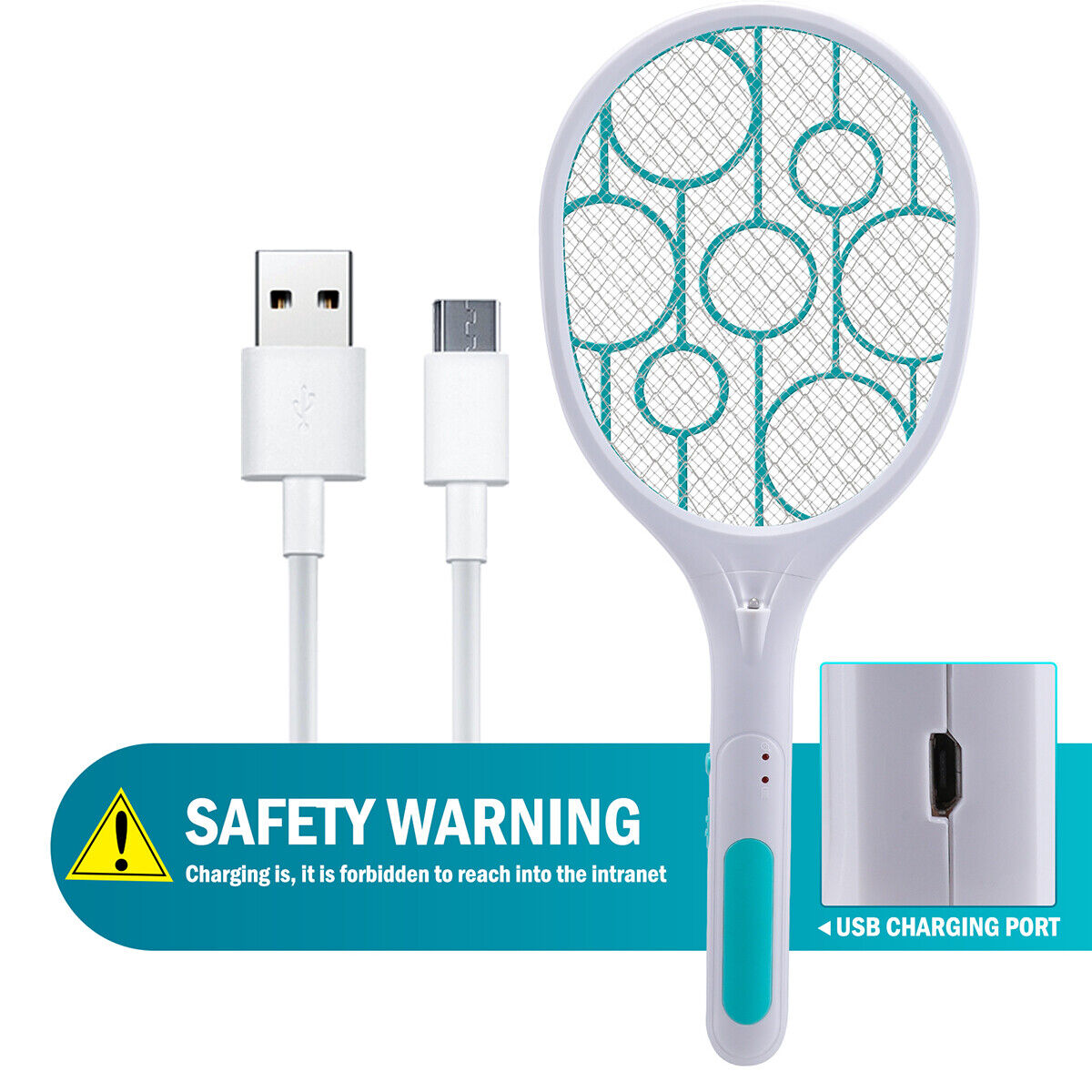 ny håndholdt USB genopladelig myggefluesmækker Bug Insect Zapper Killer ketcher