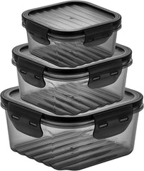 6 Piece Food Crisper Set - Sealed Plastic Crisper with Locking Lid - Stackable 07FC0E-D4 - KOEEK