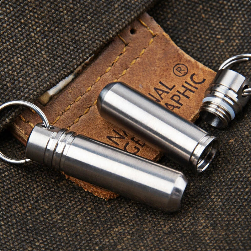 EDC Mini Titanium Alloy Keychain Waterproof Box Sealed Container Outdoor Storage EDC - KOEEK