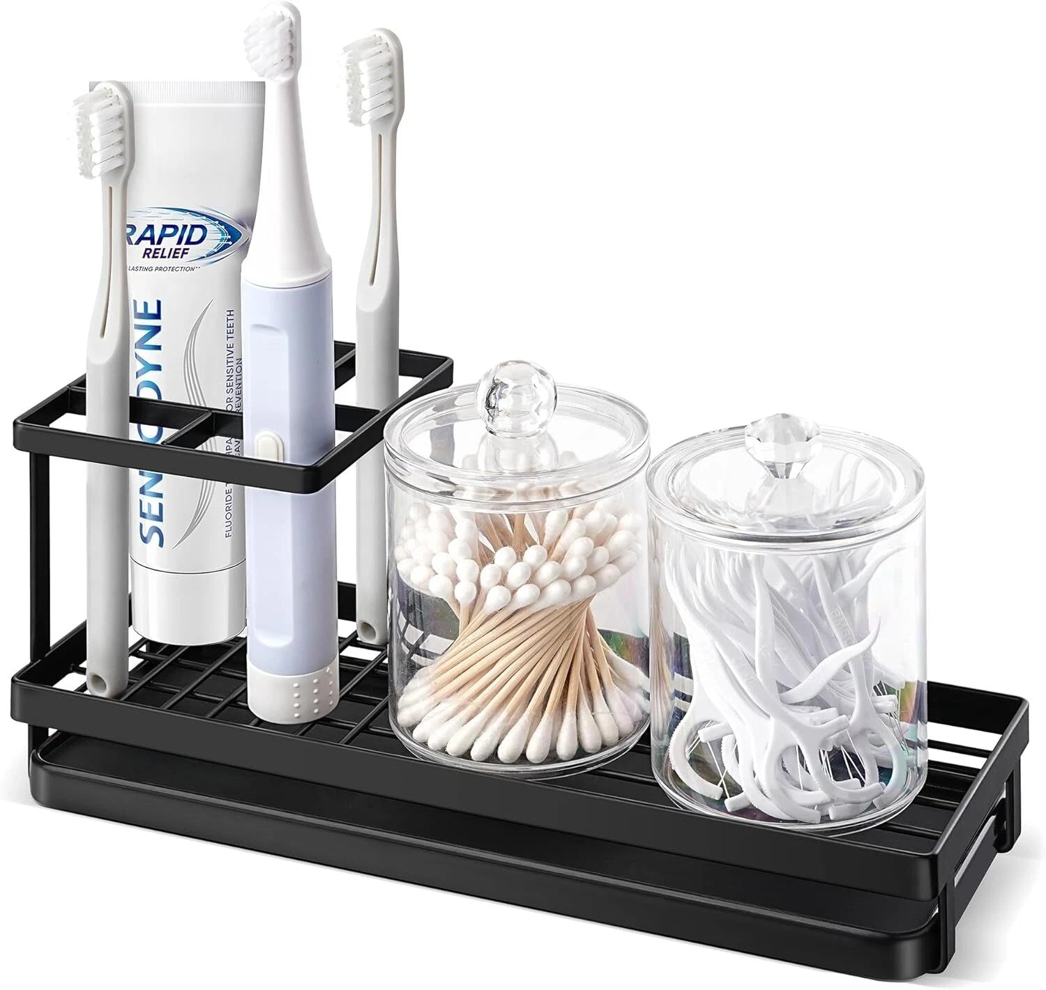 Toothbrush Holders Bathrooms,4 Slots Rustproof Metal Tooth Brushing Organizer 07FC0E-D4 - KOEEK